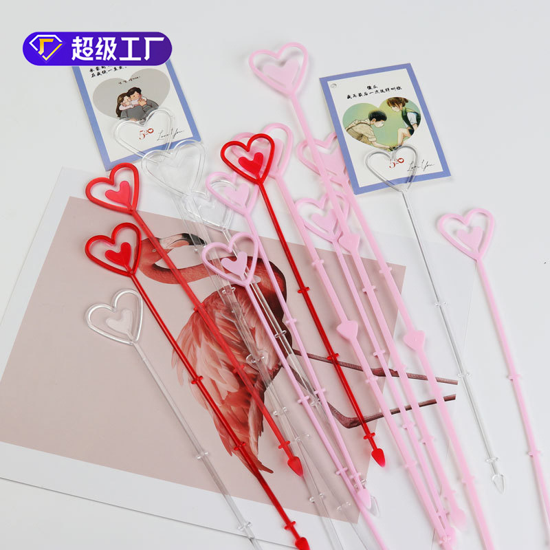 花束心形花插签 长款卡片夹 花店专用卡片花叉鲜花包装材料批发