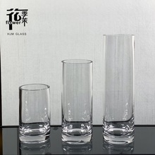 HJM-厚底透明直筒玻璃花瓶高品质加厚台面装饰富贵竹插花简约现代