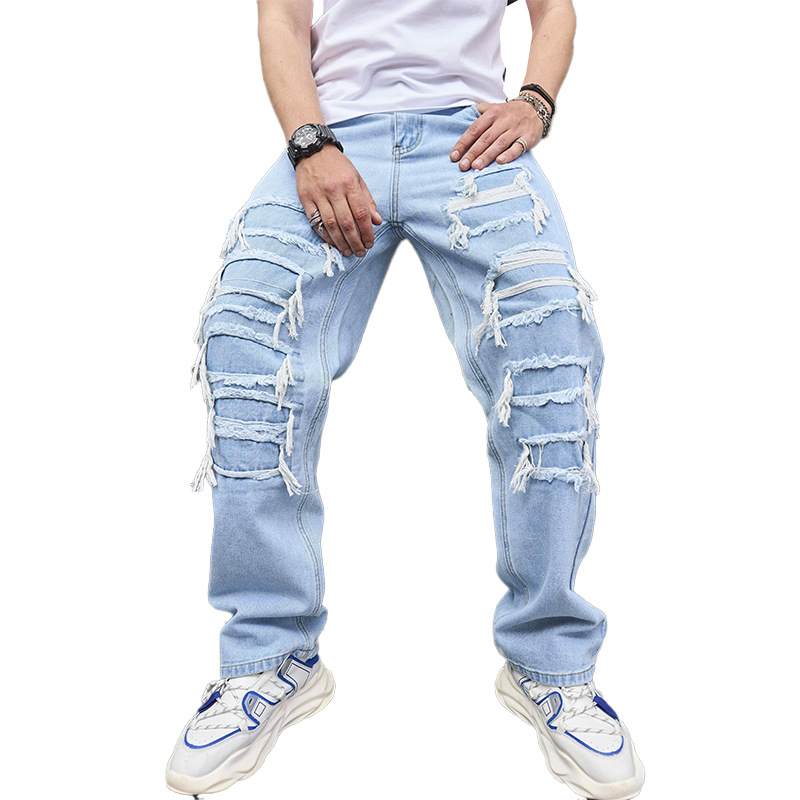 Pantalones rectos de mezclilla para hombre, sin elasticidad, estilo urbano y elegante, ideales para ciclismo._voghion.com