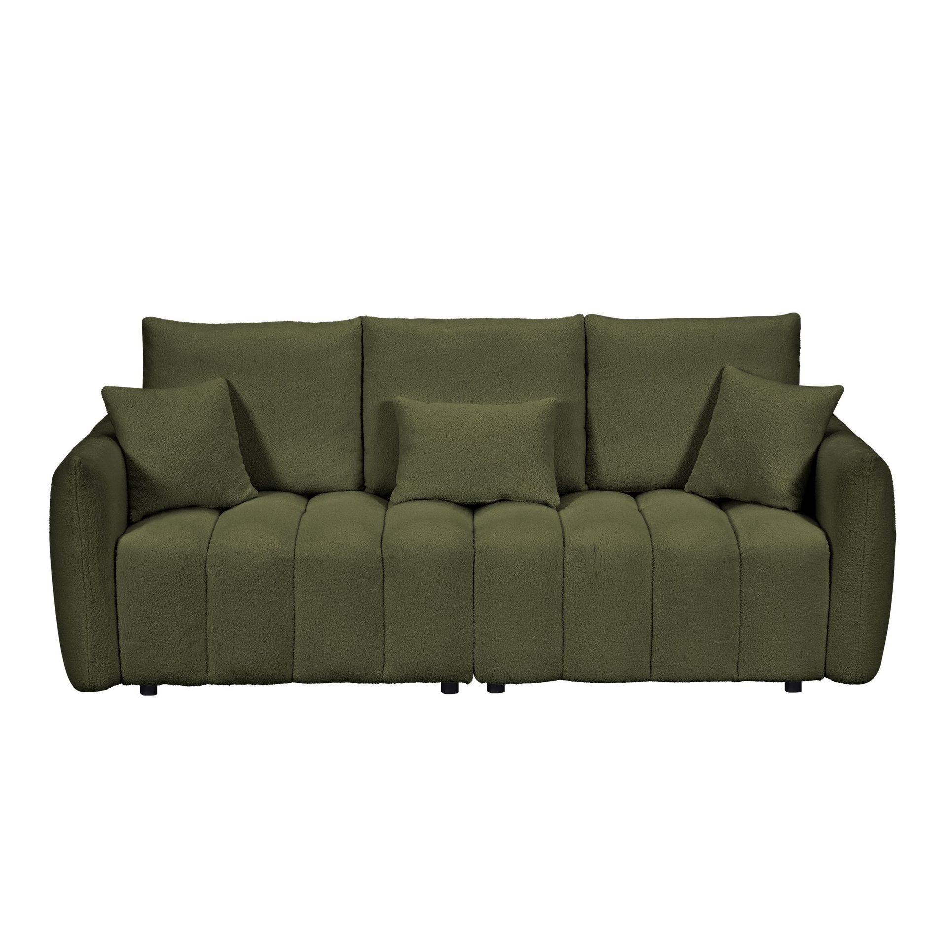 Sofá de piel de gato italiano minimalista sala de estar tamaño de casa de peluche bebé línea recta de tres o cuatro personas sofá combinado de tela image 2
