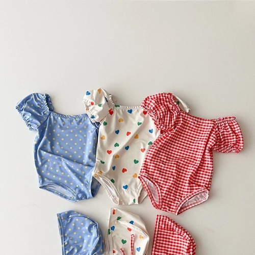 ins23 summer baby girl toddler swimsuit swimming cap sling bag farts baby girl swimming beach suit jumpsuit