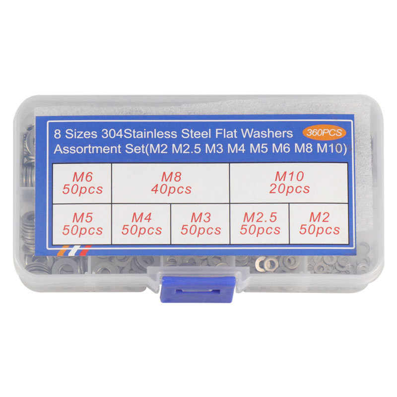 580pcs/360pcs不锈钢304平垫螺丝垫圈垫片套装跨境电商亚马逊爆款