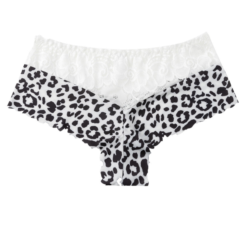 Women's sexy lace trimmed breathable ice silk boxer shorts|undefined