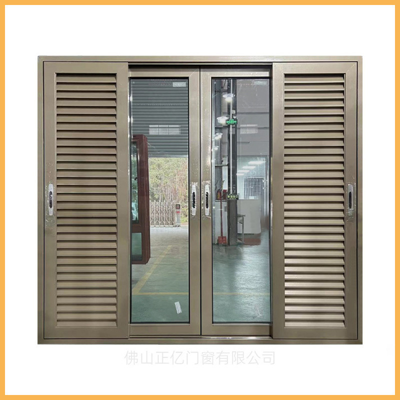 Aluminum alloy shutter glass door foreign trade export shutter door hundred industry sliding door mobile hundred page glass door export