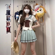 原创套装水手服正品jk制服少女薄荷奶绿日系春夏中间服裙套装制服