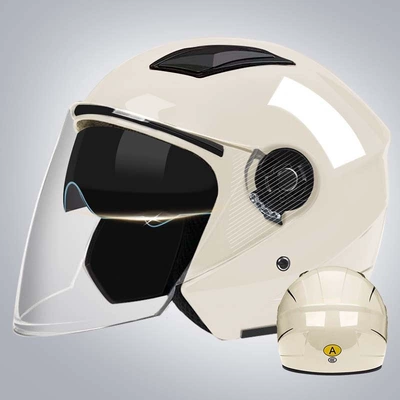 Motosiklet kaskı (dəbilqə) – Vehicle Helmet - b4-double-mirror-model-bright-milky-white-hd-long-mirror-3c-certification