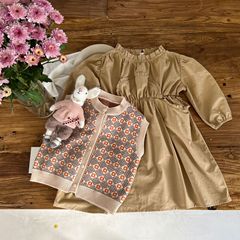 麥田季23春秋韓國新款童裝兒童菱格毛線馬甲ambe男r女童毛衣開衫