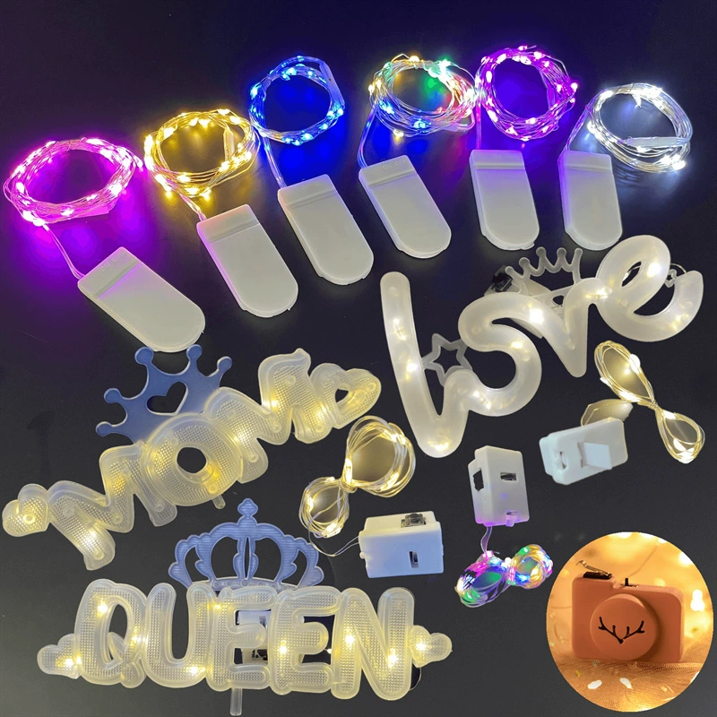 Маленькая квадратная коробка торт свет букет рекламный свет буква свет 2AA батарейный ящик для выпечки вспышка маленькая белая коробка медная проволока световая нить