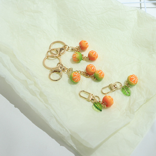 New Simple Orange Keychain, Realistic 3D Orange Ins Earphone Case Phone Case Accessory, Country Style
