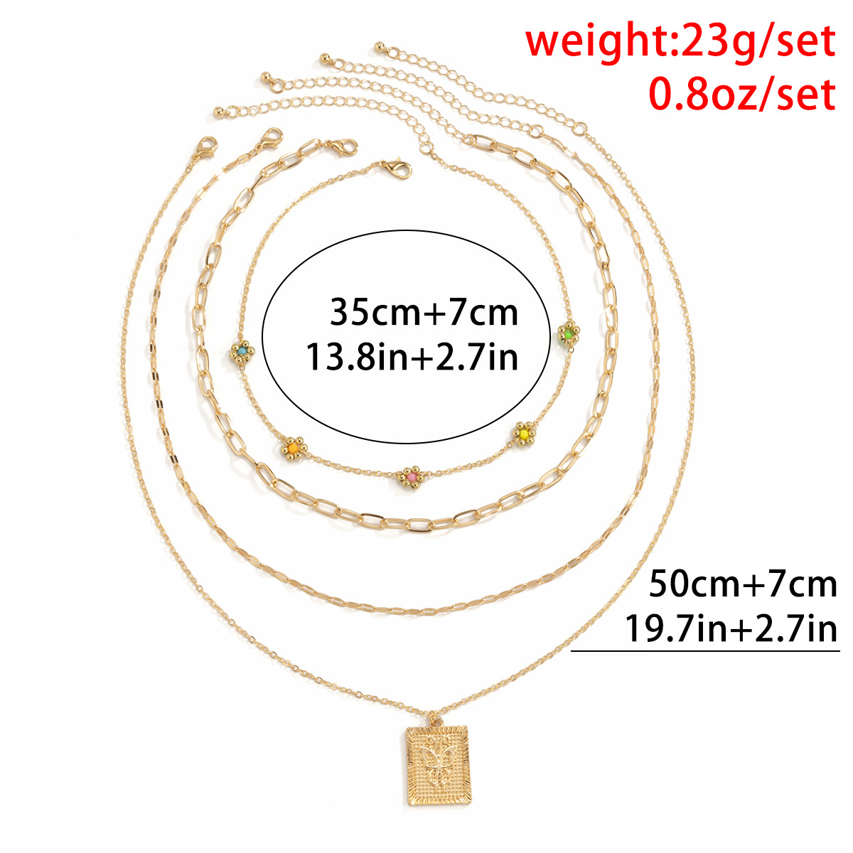 Europäischer Und Amerikanischer Grenz Überschreiten Der Schmuck Retro Reis Perlen Kleine Gänseblümchen Blumen Metall Halskette Einfache Geometrische Quadratische Marke Hohle Halskette display picture 8