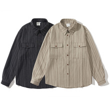 城市凡品 2024年秋季新款条纹宽松男士衬衫休闲情侣衬衣