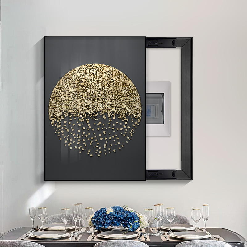 Electric meter box decorative painting vertical annual wheel modern dining table dining table hanging painting distribution box blocking box strong power supply electric gate box