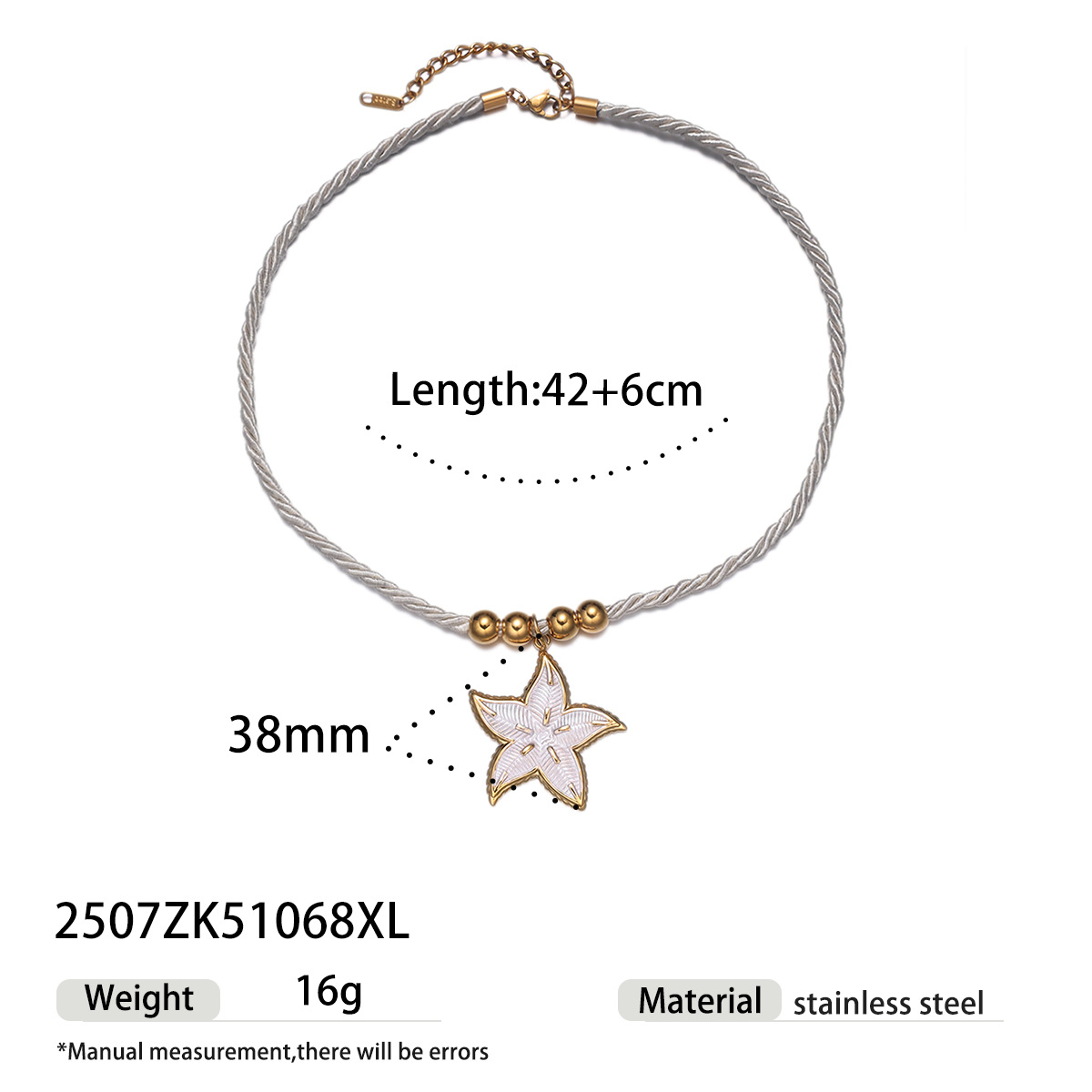 Tena collar de acero inoxidable europeo y americano de lujo ligero nicho blanco tejido de cuerda gruesa flor sol collar de concha joyería mujer image 11