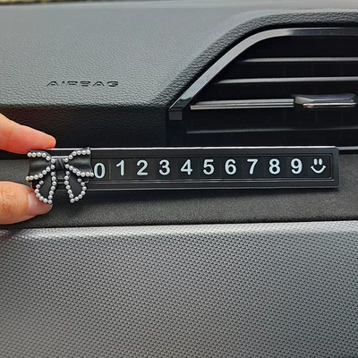 plate car decoration supplies, Other Automotive Interior Supplies - black-bead-knot-black-alloy-sliding-parking-card