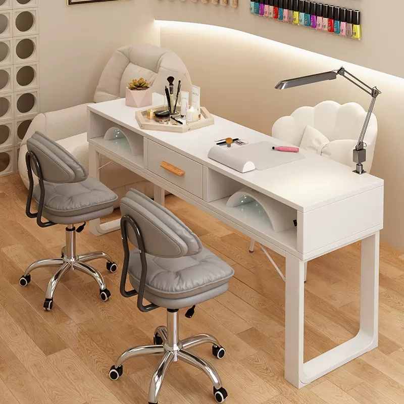 美甲台美甲店专用桌椅套装收纳柜子美甲操作台日式轻奢双人美甲桌