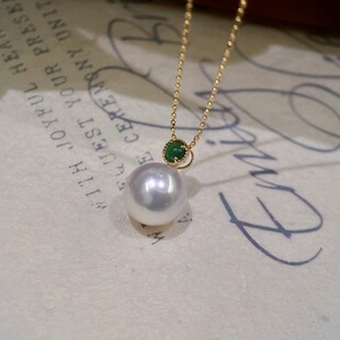 18K Gold Accessories, Small Egg-Faced Green Jade Pendant, Two Colors, Reference Beads 9-10mm, Beads Not Included