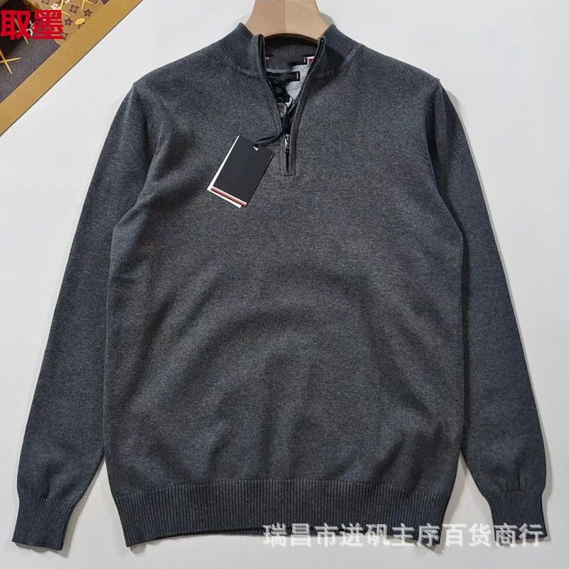 立领时尚休闲男士半高领毛衣秋冬潮流休闲拉链保暖针织衫外套|undefined