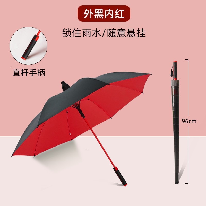 Paraguas de mango largo automático grande con logo impresión Paraguas de golf barra recta estilo negocios para hombres