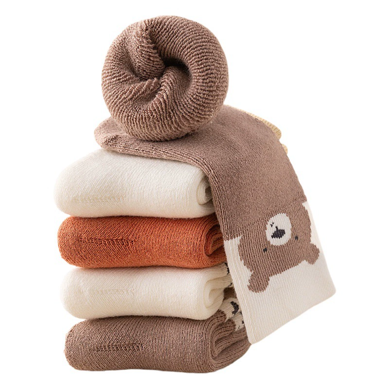 Детские носки зимние новые Новорожденные милые Мультяшные свободные рот для новорожденных мальчиков и девочек, махровые носки до середины икры