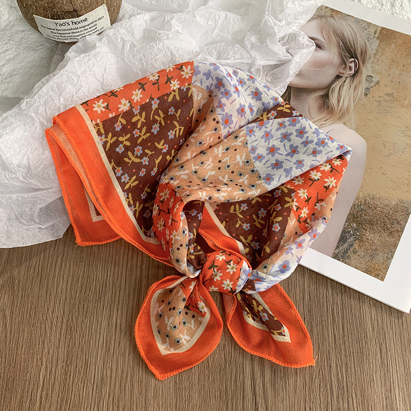 Pañuelo de seda de algodón y lino, bufanda cuadrada, sensación premium, nueva bufanda decorativa de todo fósforo de verano, pañuelo en la cabeza delgado, cinta para el cabello, cinta para el cabello