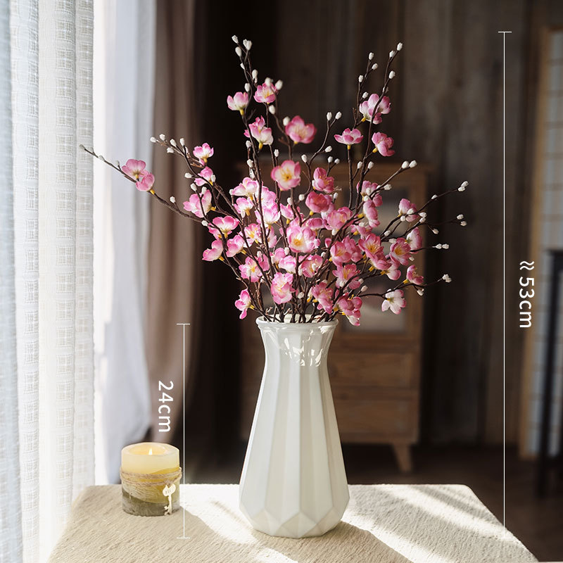 Flor de ciruela de ciruela flor de imitación flor de seda sala de estar gabinete de televisión decoración de mesa de té decoración de estilo chino para el hogar arreglos de flores