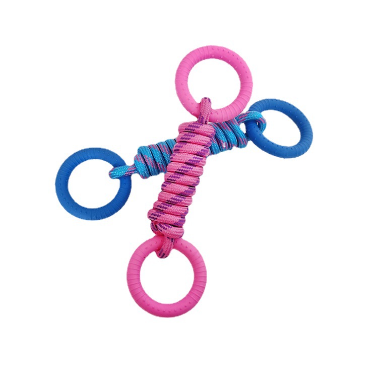 Transfronterizo nuevo perro de juguete cuerda de nylon molar diente limpieza TPR Círculo de entrenamiento resistente a la mordedura de juguetes para mascotas suministros fabricante