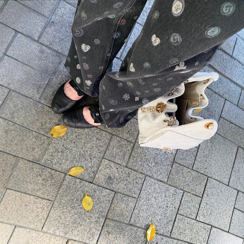 [Autumn and Winter Hot Style] Fan Fan "Full of Details! 25B Dark Pattern All-Over Printed Jeans" Straight Leg Slimming Look Regular/