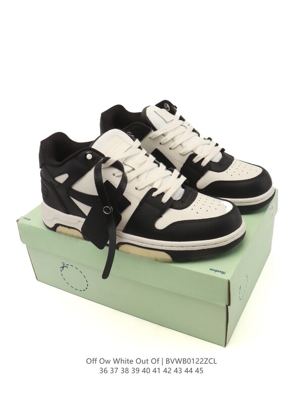 Off-White Out of Office Mid-Top Lace-Up Fashion Sneakers, Unisex Thick-Soled Height-Increasing White Shoes