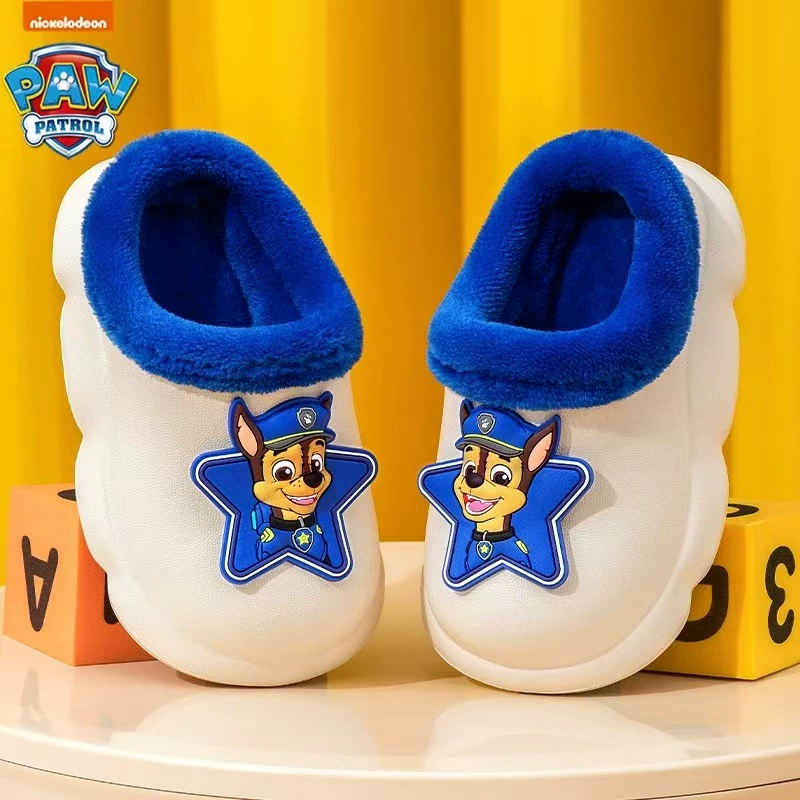 Команда Wangwang имеет большой вклад в детские хлопчатобумажные тапочки мультяшные детские хлопковые ботинки новый водонепроницаемый нескользкие внутренние и наружные плюшевые тапочки