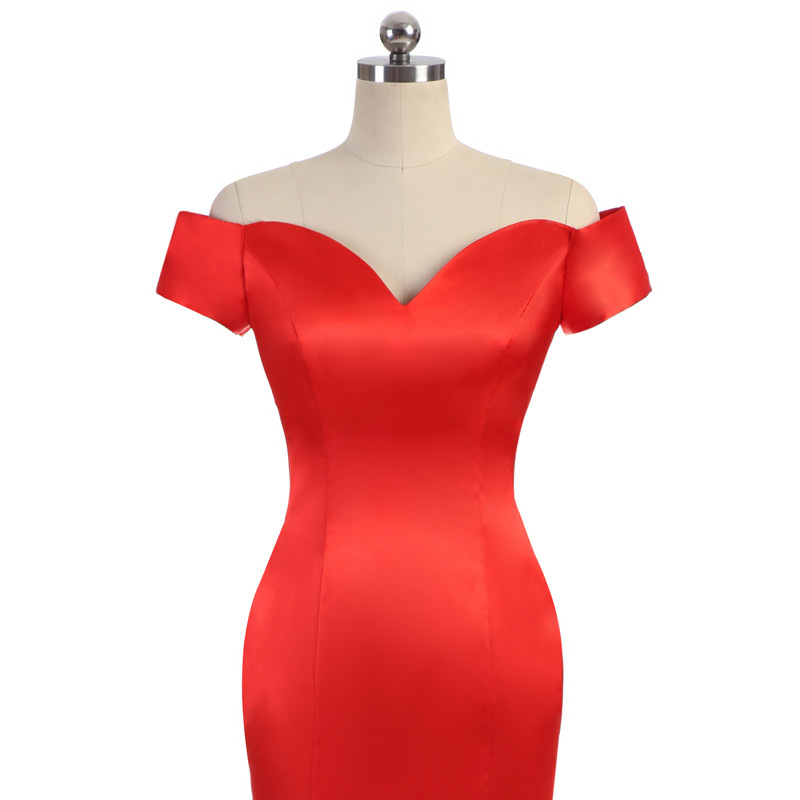 Vestido de noche de satén con un solo hombro y cola de pez, sencillo y elegante, para comercio exterior europeo y americano, Amazon, AliExpress, Wish