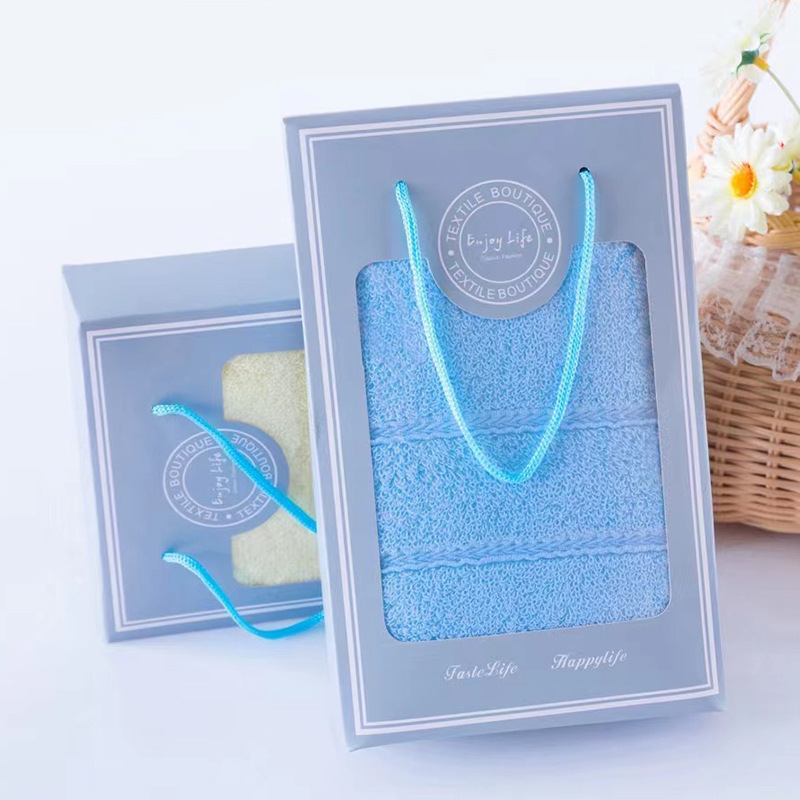 Plain cotton towel wholesale custom logo towel gift box suit hand gift household cotton towel