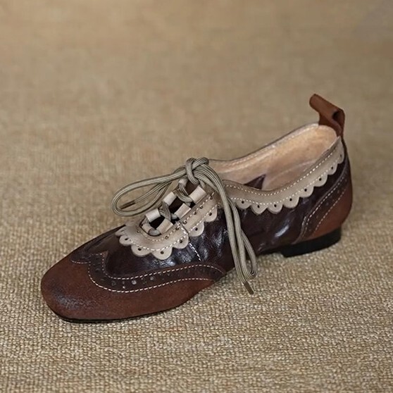 Soft Leather Version~2026 New British Style Niche Carved Retro Leather Shoes for Women, Lace-Up Flats, Versatile Loafers Soft Leather Version~2026 New British Style Niche Carved Retro Leather Shoes for Women, Lace-Up Flats, Versatile Loafers