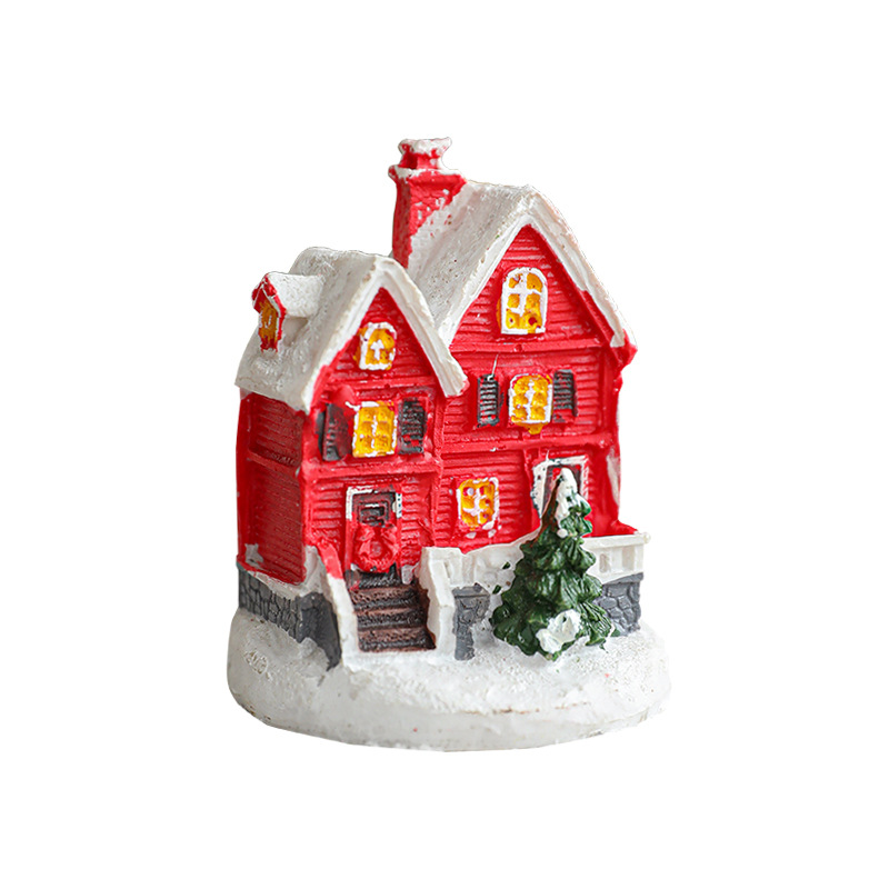Adornos navideños transfronterizos Mesa de resina Mini Adornos Elk Snow House Pintado Árbol de Navidad Colgante Decoración colgante
