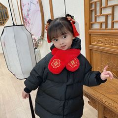 2023新年款秋冬毛絨兒童圍巾韓國卡通毛絨聖誕圍巾男女寶寶保暖圍