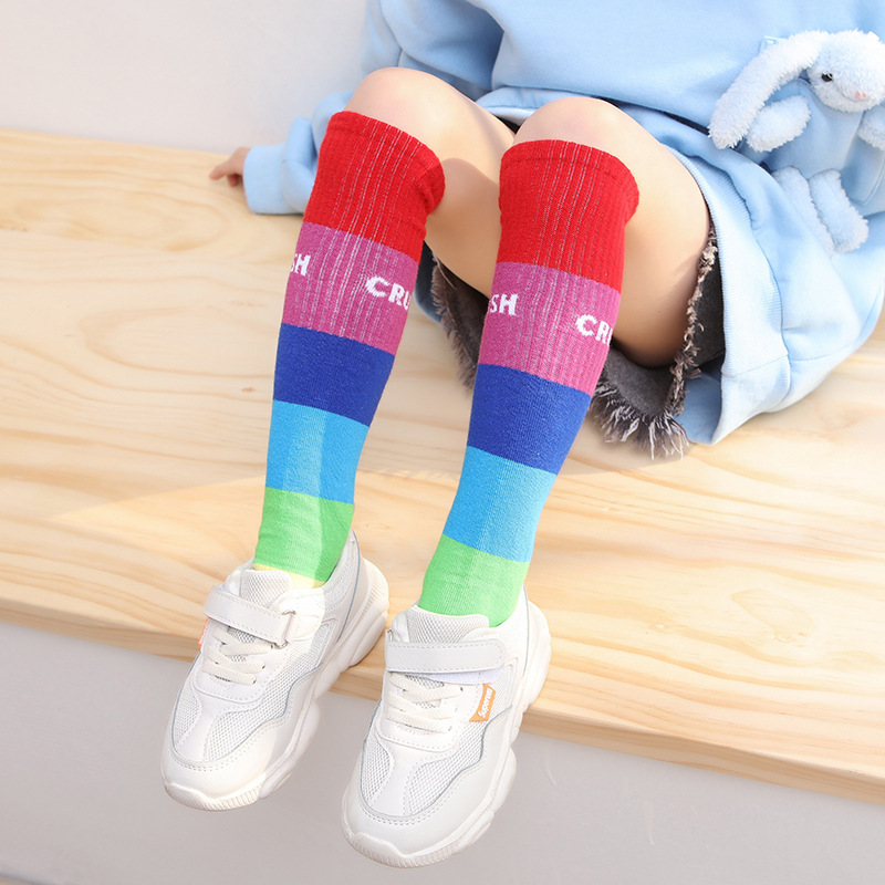 Children's summer thin rainbow knee socks