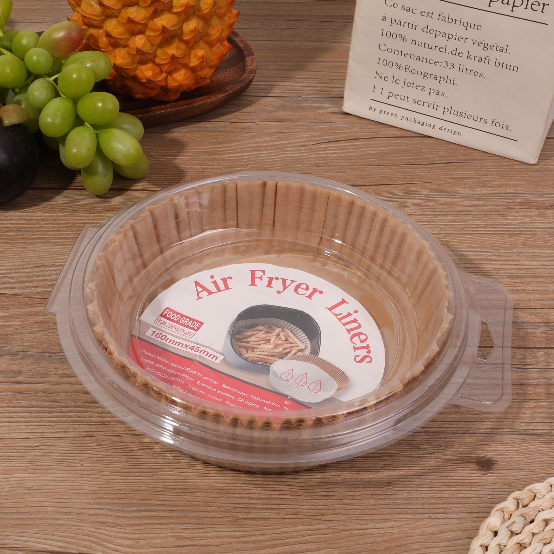 Disco de papel de freidora de aire de color blanco esterilla de papel a prueba de aceite para horno de horno de barbacoa