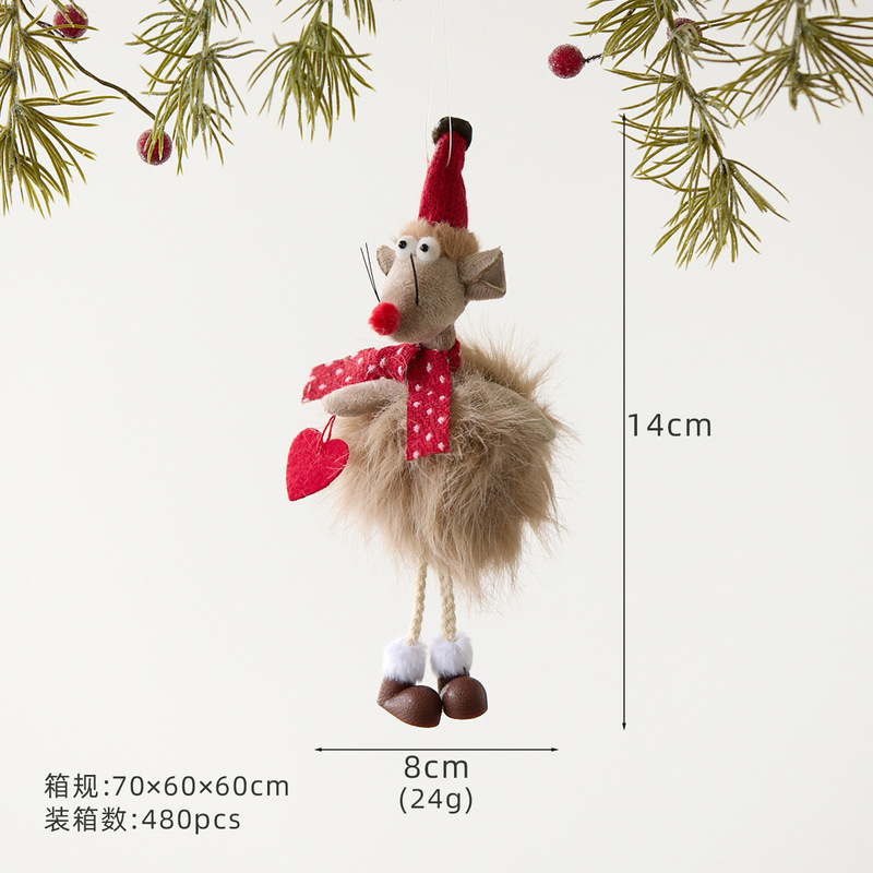 跨境新品 ins可爱老鼠挂件毛绒公仔娃娃圣诞树挂饰圣诞节装饰品|undefined
