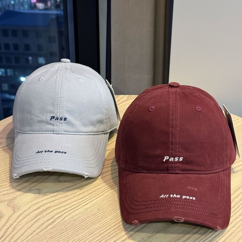 韓国風レター刺繍エッジ野球帽女性用春秋万能シンプルサンハット顔見せ小ひさしキャップ男性用|undefined