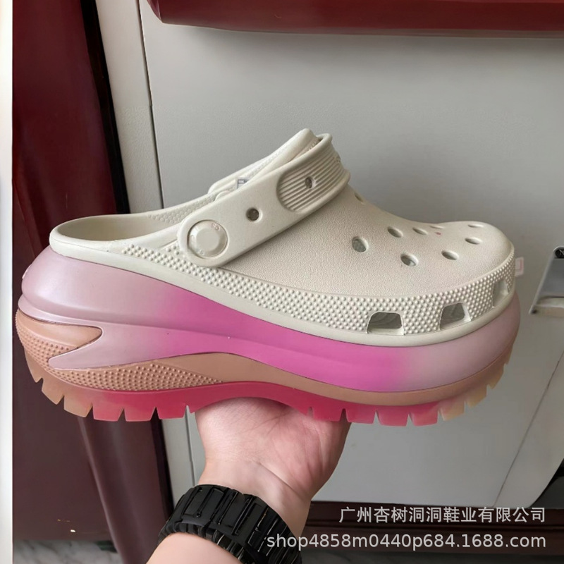 New Style Light Wheel Wedge Colorful Sandals Clogs Women's Shoes Outdoor Fashion Versatile Toe-Toe Thick-Soled Sandals Wholesale