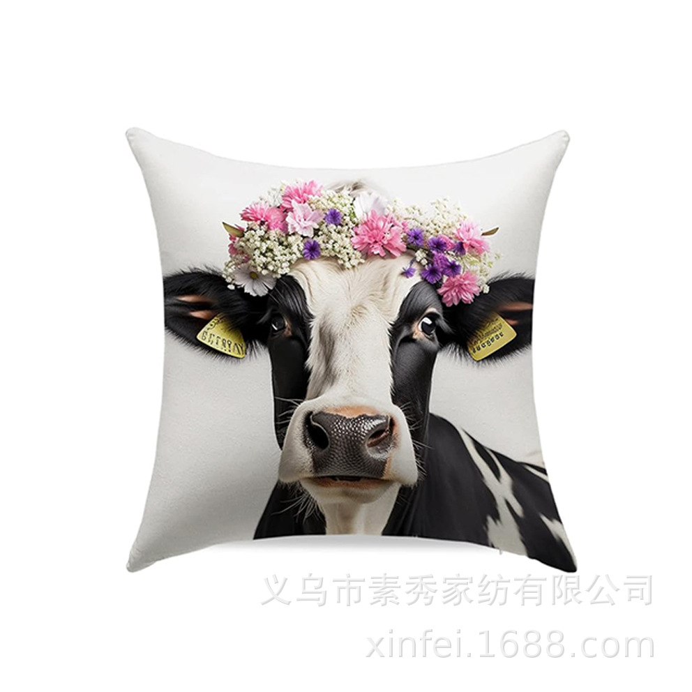 Transfronterizo amazónico Xiyin yak highland ganado animal sofá sala de estar respaldo decoración almohada abraza almohada cubierta de cojín image 14