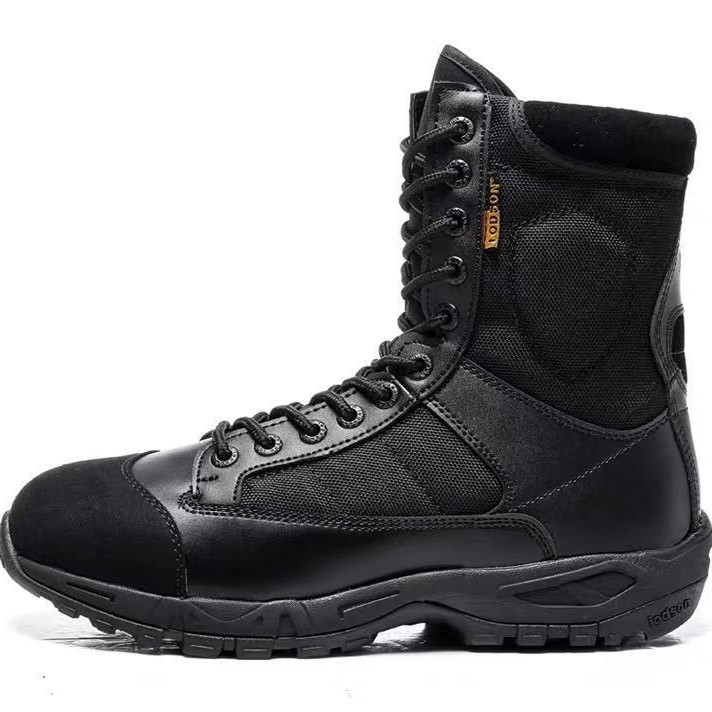 Men's Black Tactical Boots for Spring and Autumn - High-top Outdoor Paratrooper Boots - Breathable, Lightweight, and Non-slip