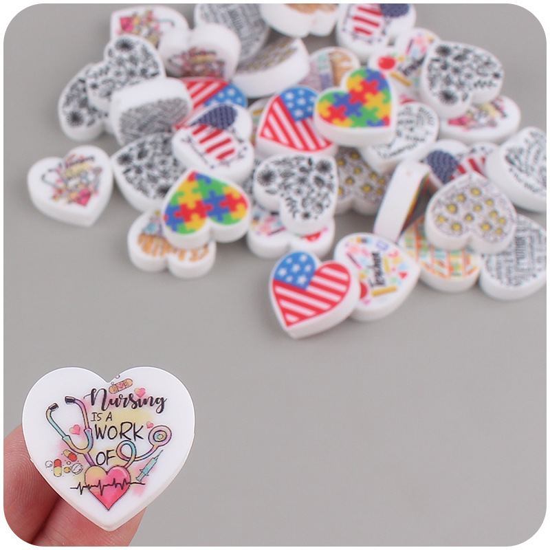 Nuevo bebé suministros de dibujos animados amor impresión pequeña mordedor creativo DIY bebé chupete cadena teether Accesorios