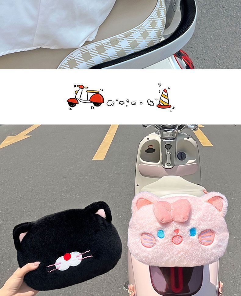 Thickened and enlarged lumbar support cushion for the back seat of electric vehicles, suitable for both electric bikes and motorcycles; plush back protector