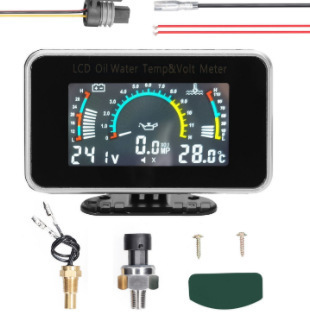 LCD three-in-one one-piece meter LCD water temperature + voltage + oil pressure meter automobile truck engineering vehicle agricultural vehicle change meter LCD three-in-one one-piece meter LCD water temperature + voltage + oil pressure meter automobile truck engineering vehicle agricultural vehicle change meter