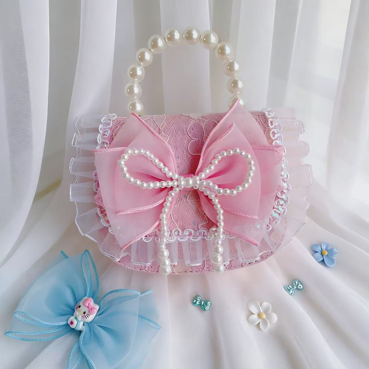 Nuevo bolso para niños, niña pequeña, bolso de perla, princesa de moda, monedero de hombro, bolso de cambio