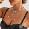 Small design jewelry from pearl with tassels, advanced necklace, European style, high-quality style, light luxury style