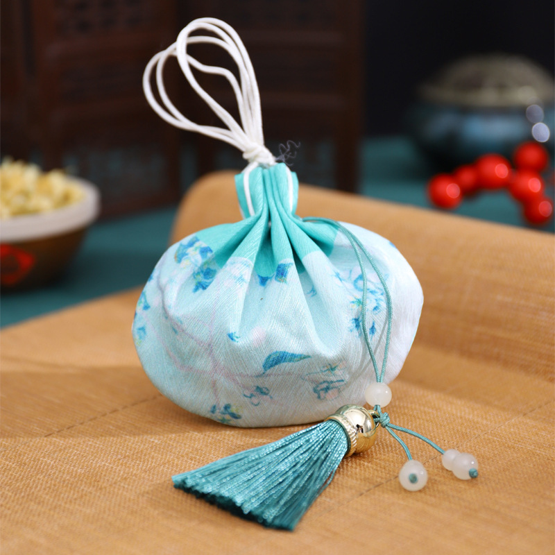 Dragon Boat Festival bolsita estilo antiguo bolsa de loto accesorios Hanfu adornos bolsa vacía embalaje Halter portátil coche colgando aromaterapia repelente de mosquitos