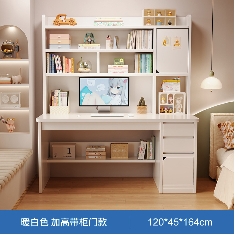 Escritorio y estantería integrados, mesa con librero, combinación para dormitorio, mesa de estudio para estudiantes, escritorio para escribir, escritorio para computadora de hogar.