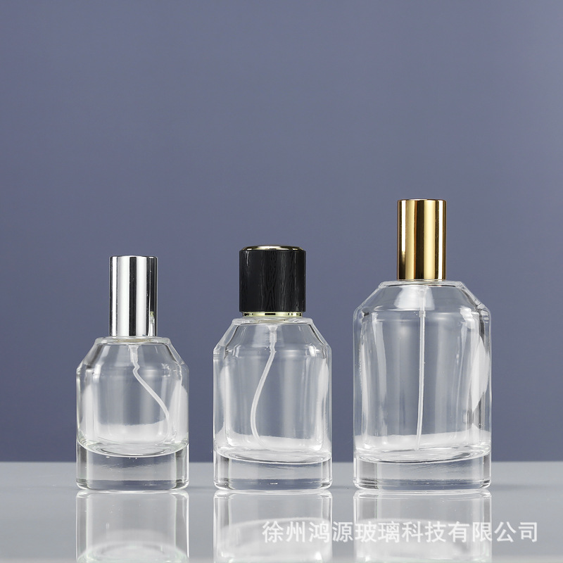 Botella de perfume de vidrio Botella de dispensación con bayoneta de 50ml Botella vacía de spray de niebla fina transparente Botella de perfume Botella desnuda