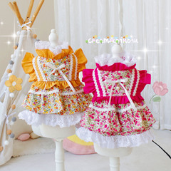 奶油布布寵物衣服狗狗貓咪春夏純棉繁花蕾絲洛麗塔連衣裙子小型犬